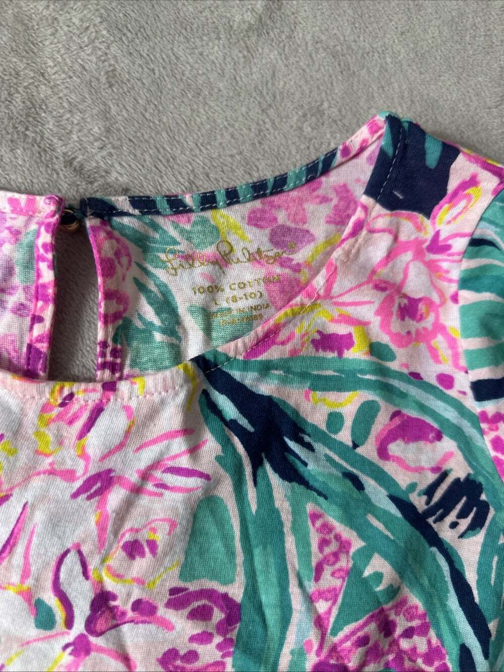 Lilly Pulitzer Girls Size L 8-10 Dress Romper Lot 2 Floral Pink Blue Green - Picture 4 of 7
